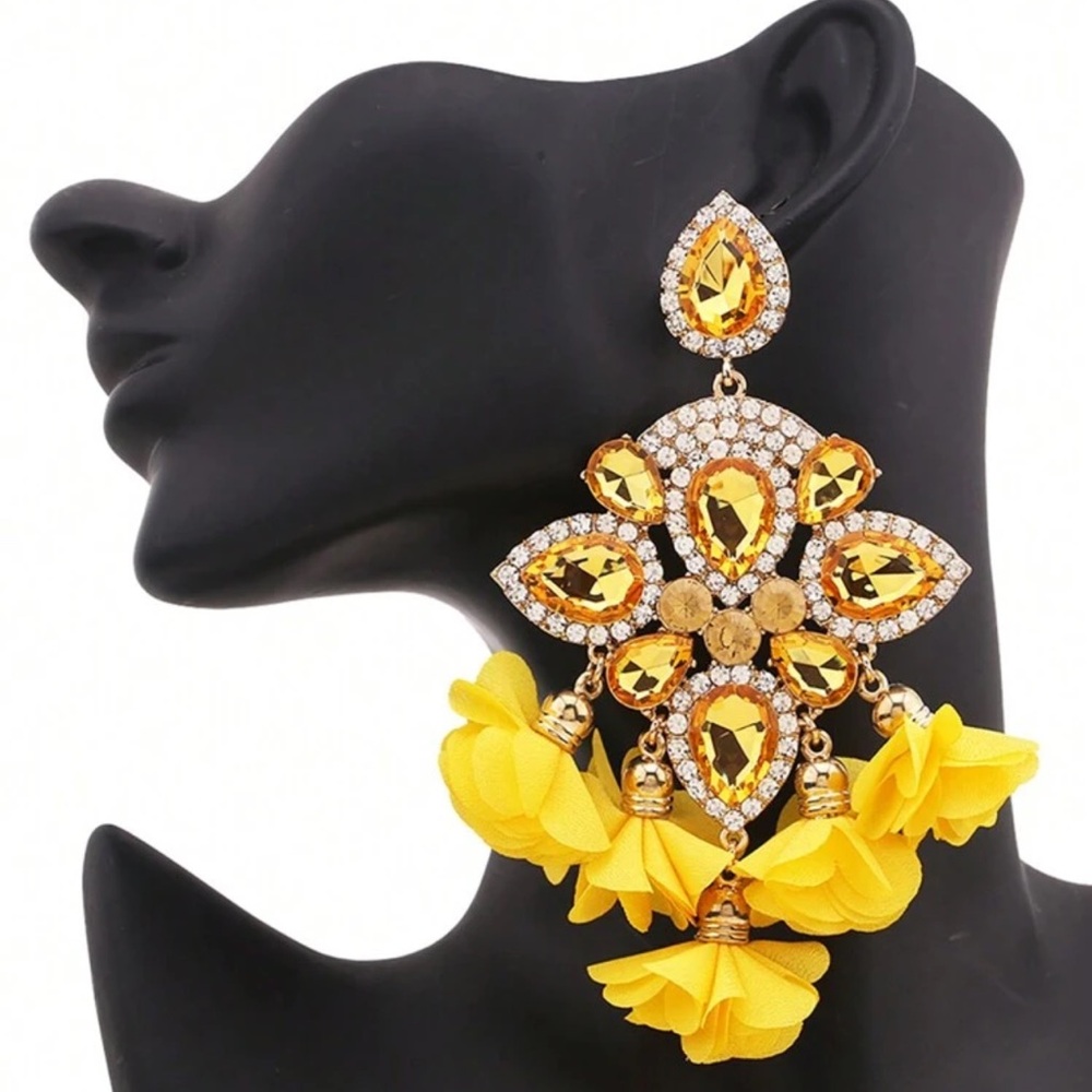 New Elegant Yellow Statement Earrings
